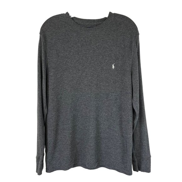 Polo Ralph Lauren Long Sleeve Thermal Shirt Mens Large Gray Waffle Knit - Picture 1 of 6